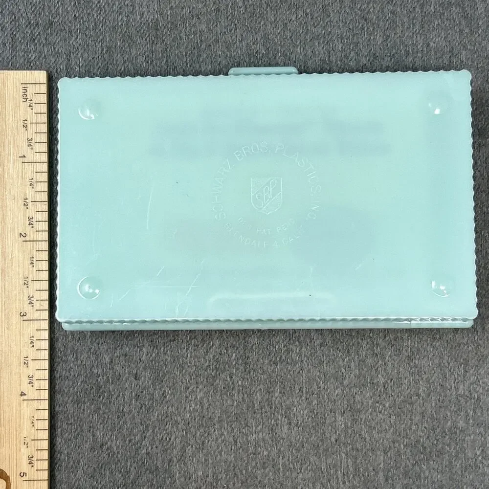Schwartz Brothers Hinged Plastic Tissue Box Holder Baby Blue w/ Vintage Kleenex